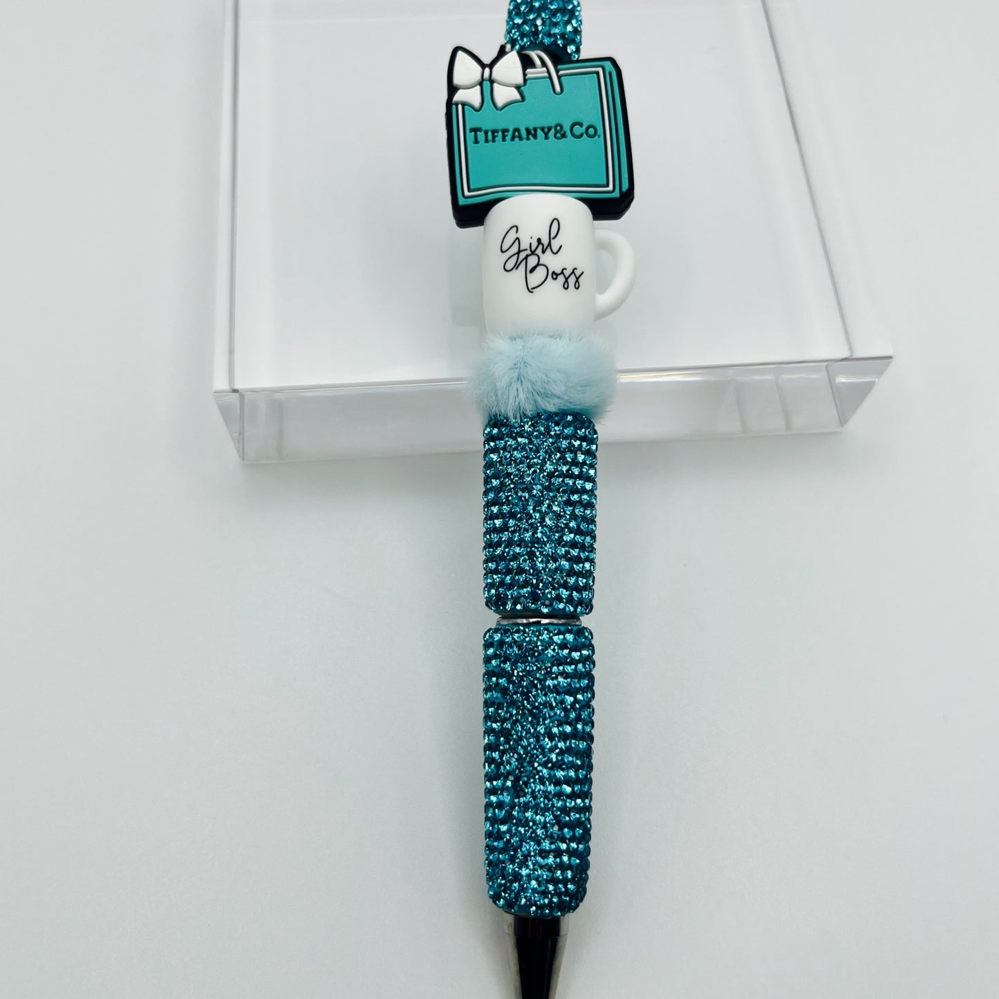 Blue Boss Girl Beaded Ink Pen
