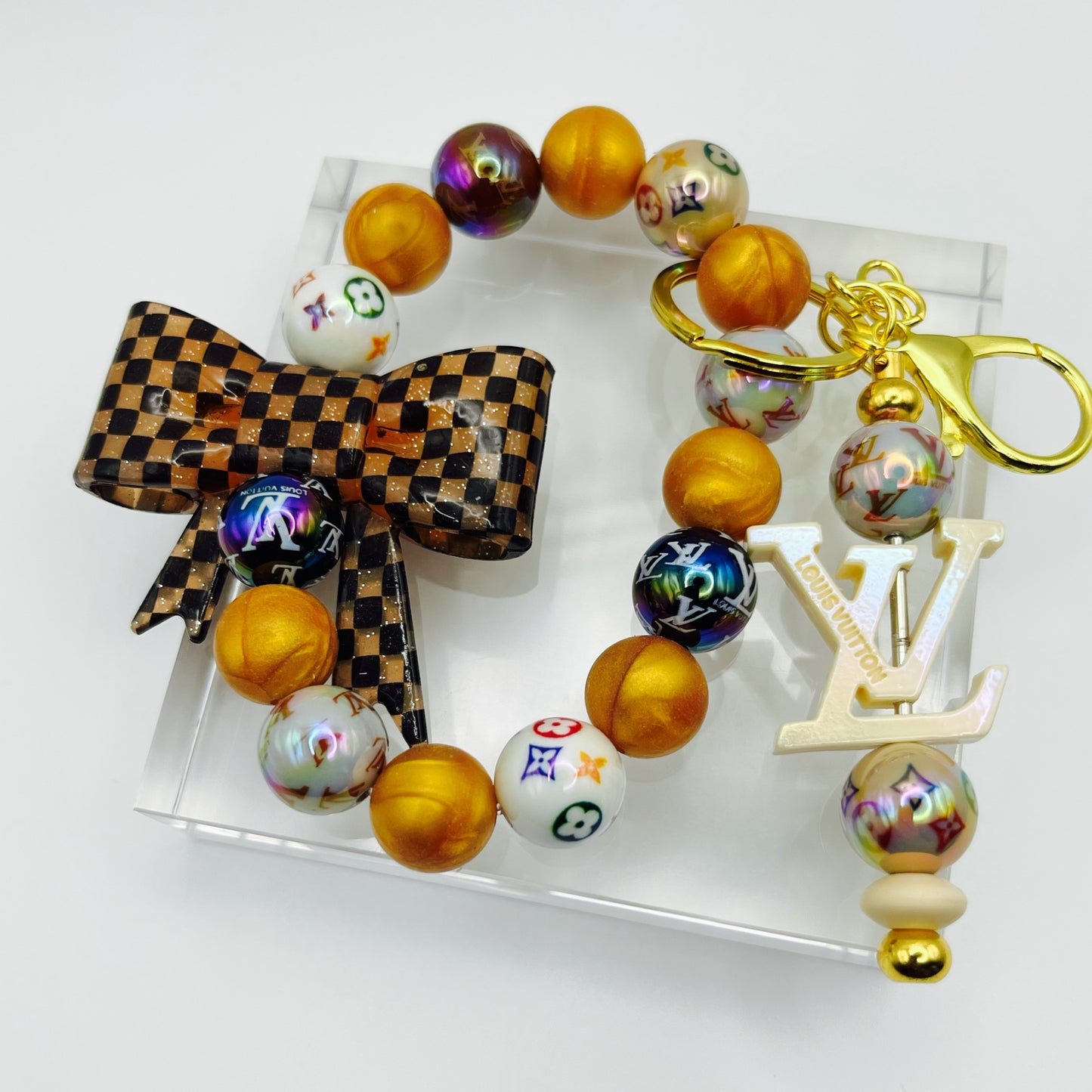 Fashion Themed LV Keychain Wristlet.