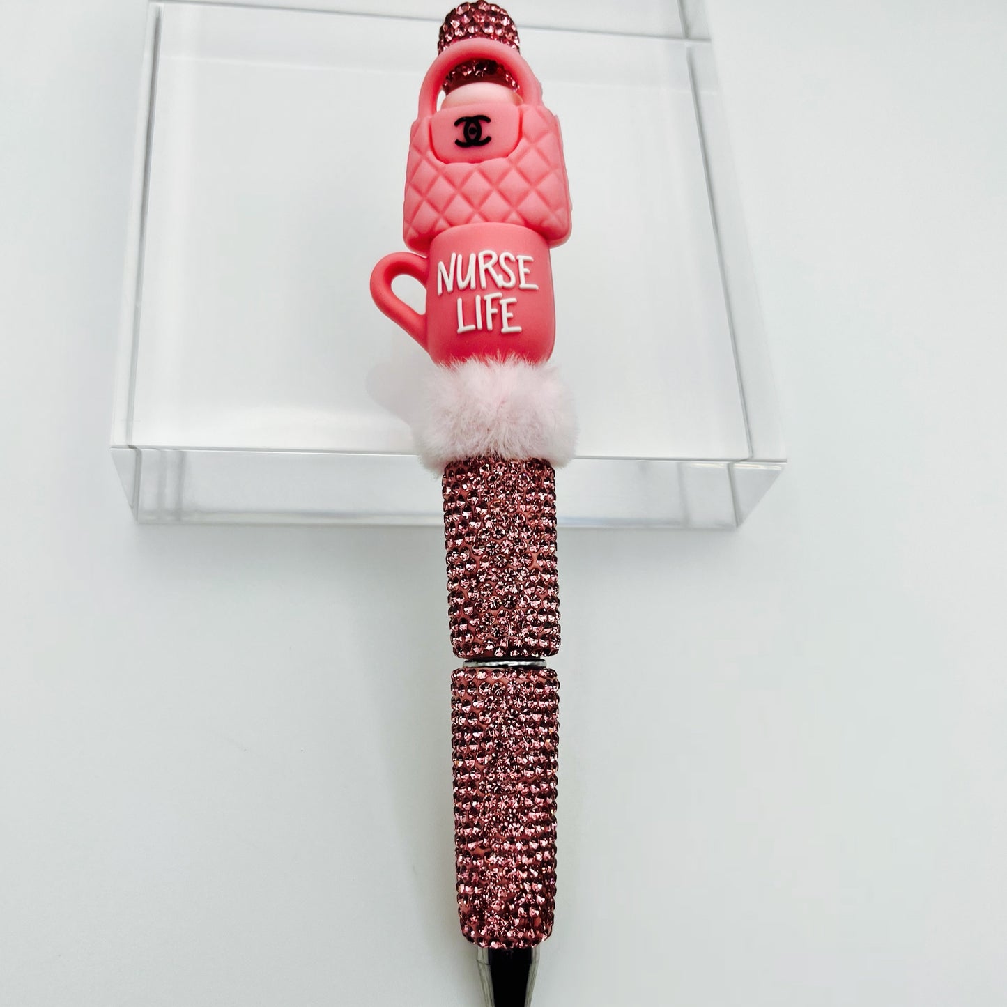 Pink Nurse Life Beaded Ink Pen