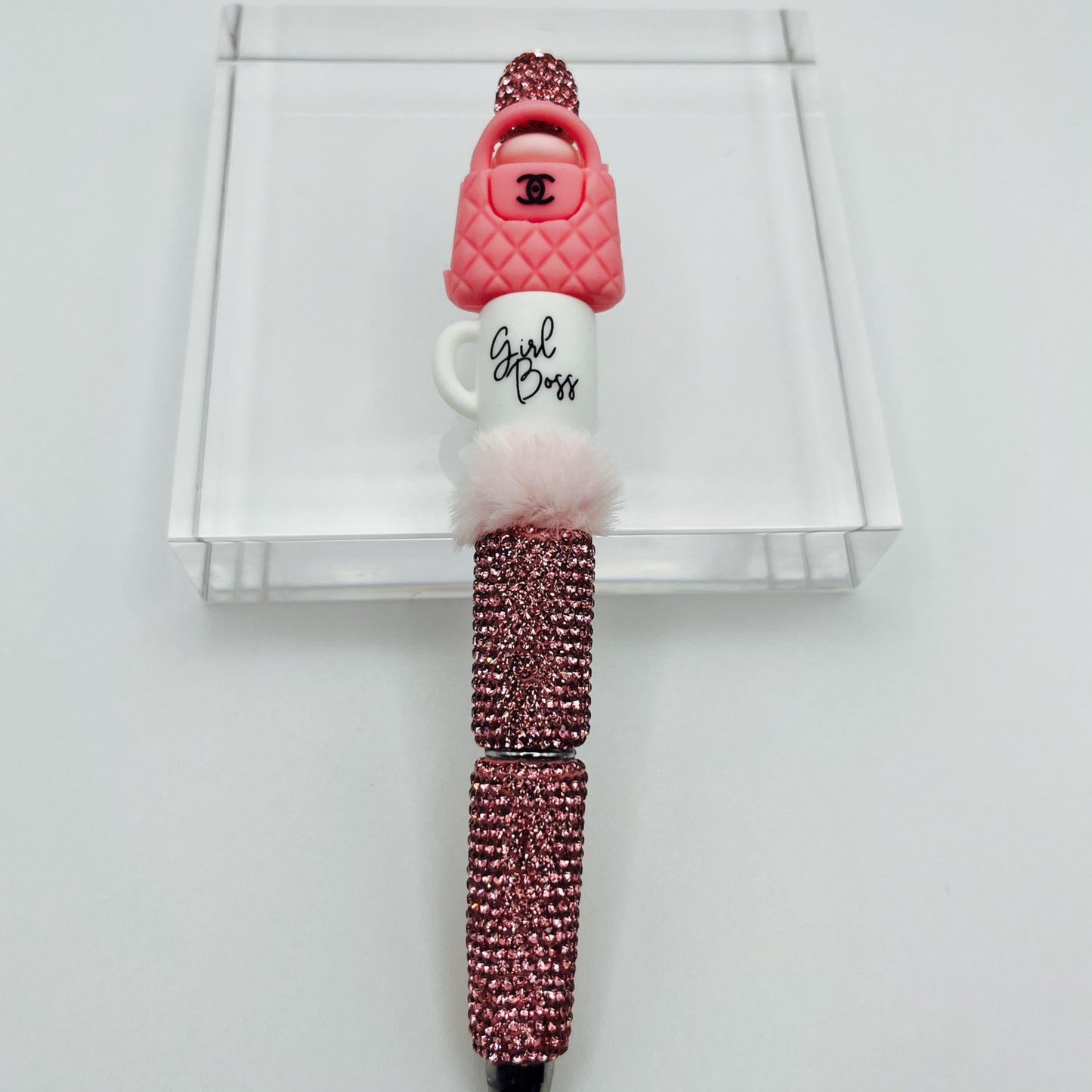 Pink Boss Girl Beaded Ink Pen