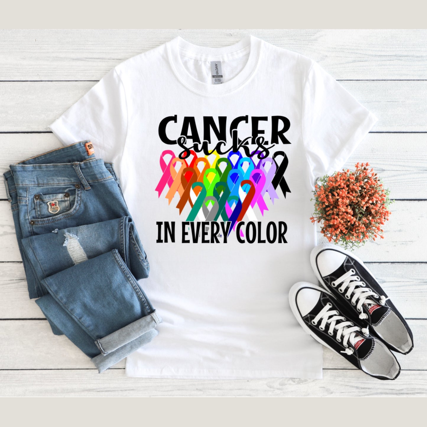 Cancer Sucks In Every Color Tee