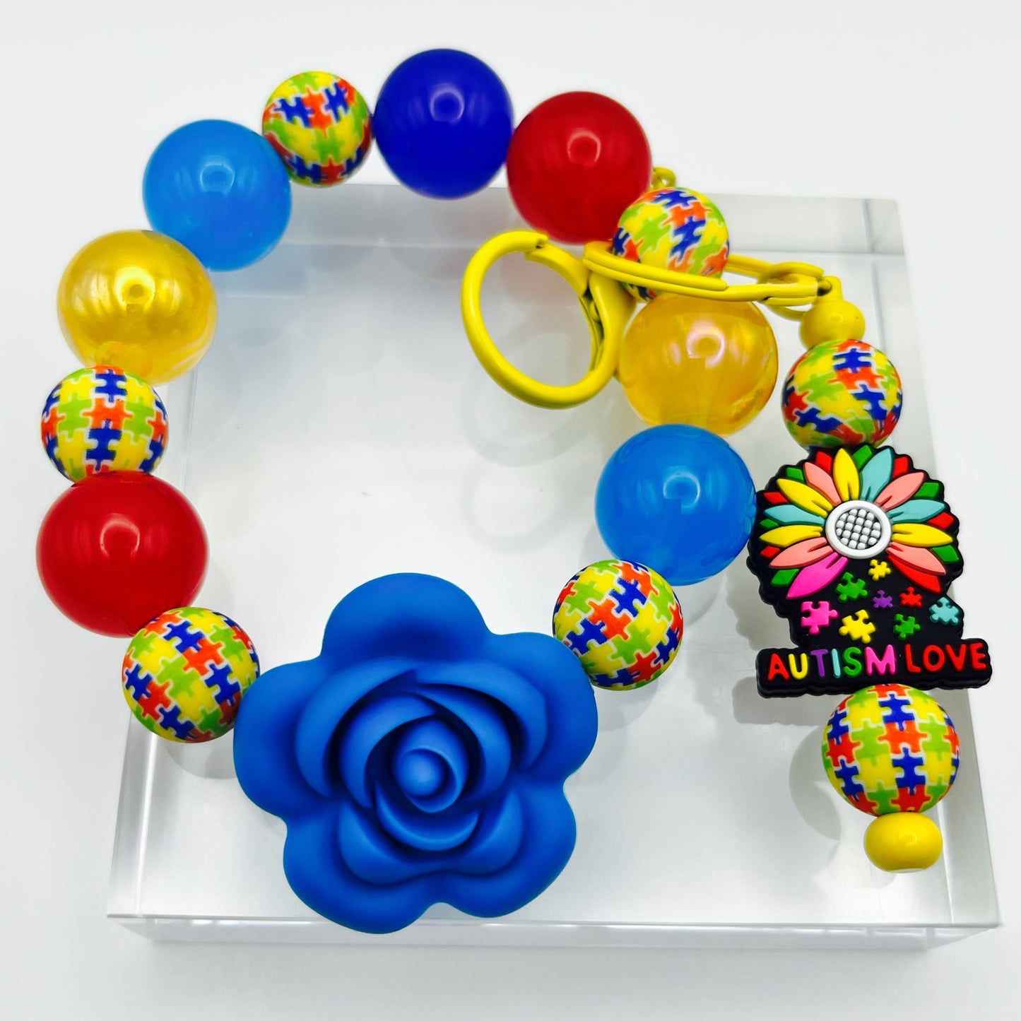 Autism Love Beaded Keychain Wristlet
