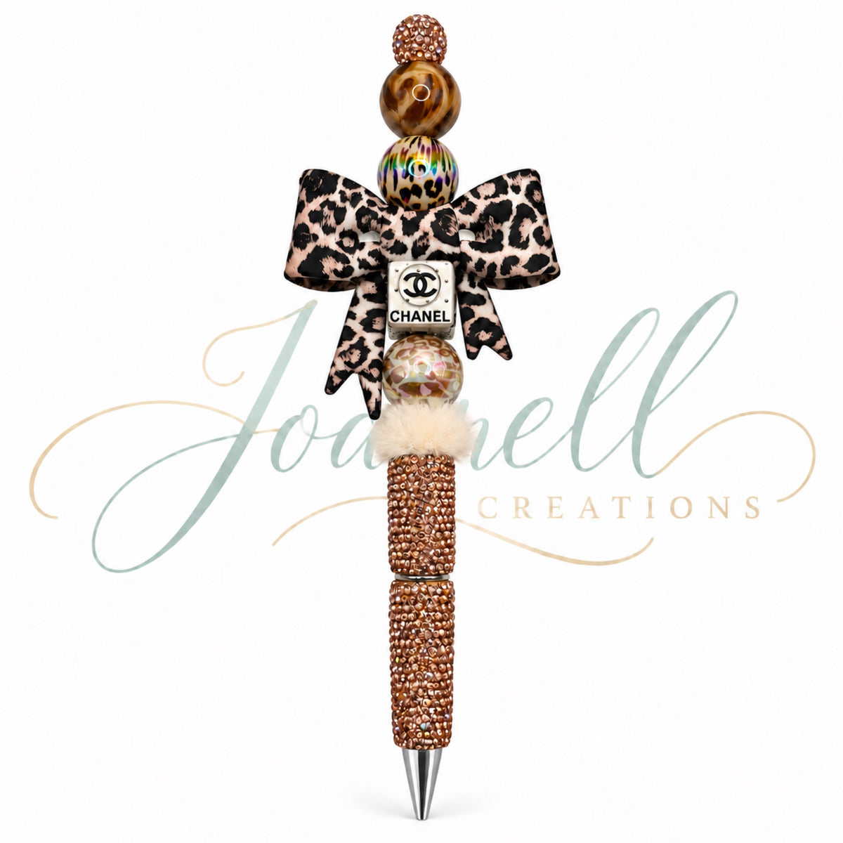 Black Quilted Beaded Ink Pen
