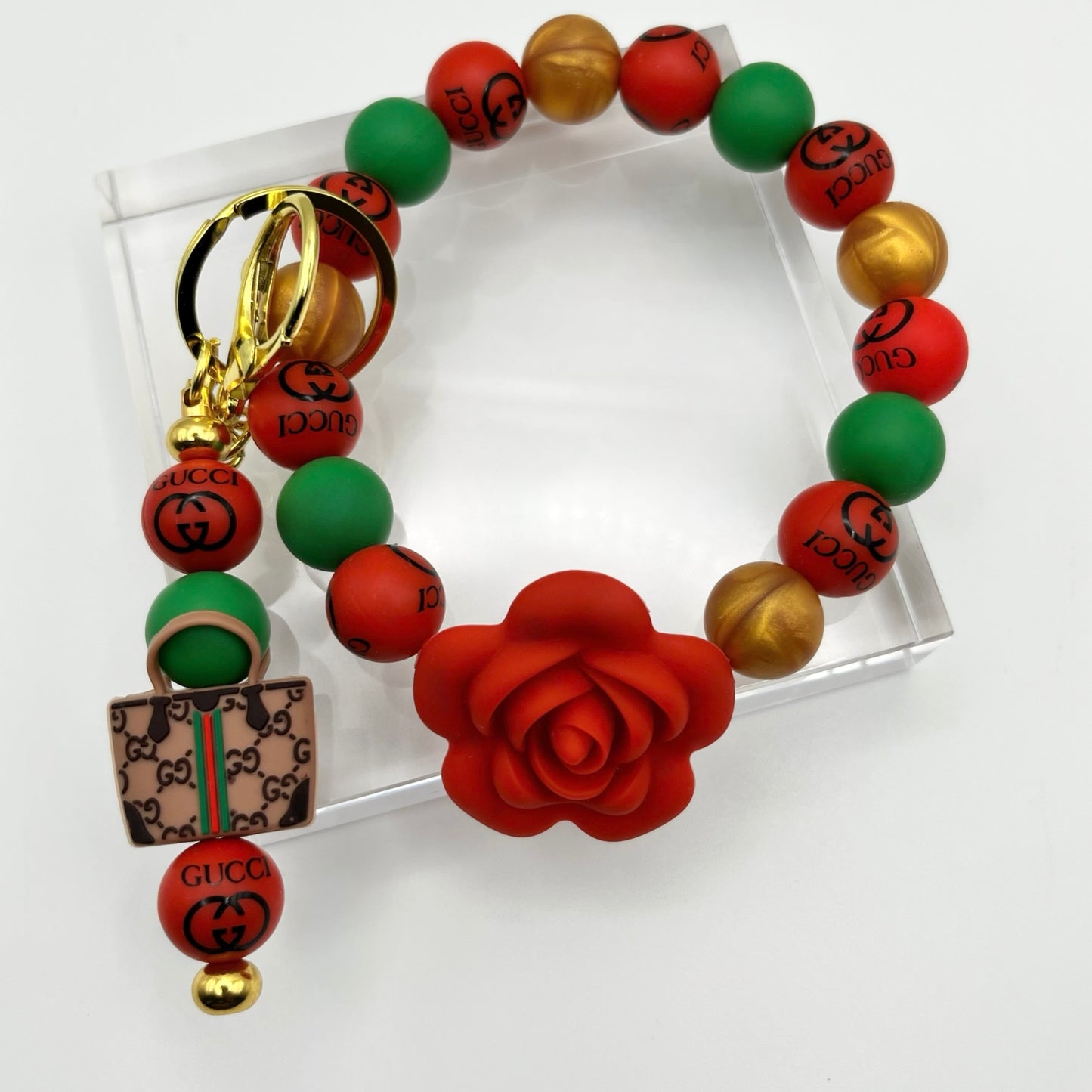 Fashion Themed Beaded Keychain Wristlet