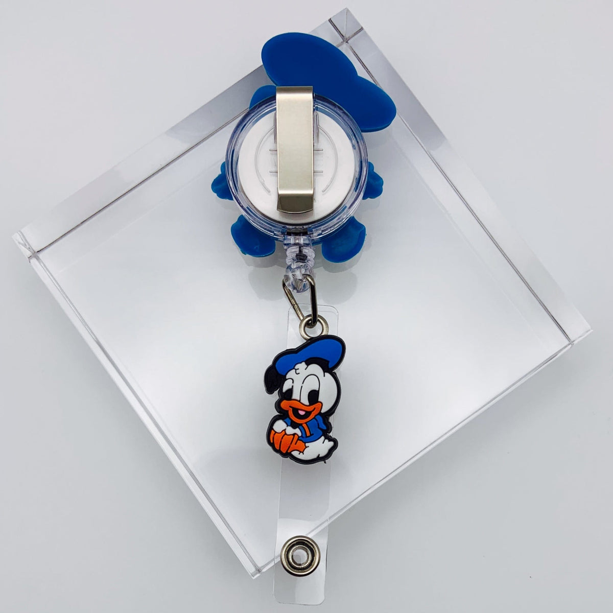 Funny Blue Duck Badge Holder with Retractable Reel