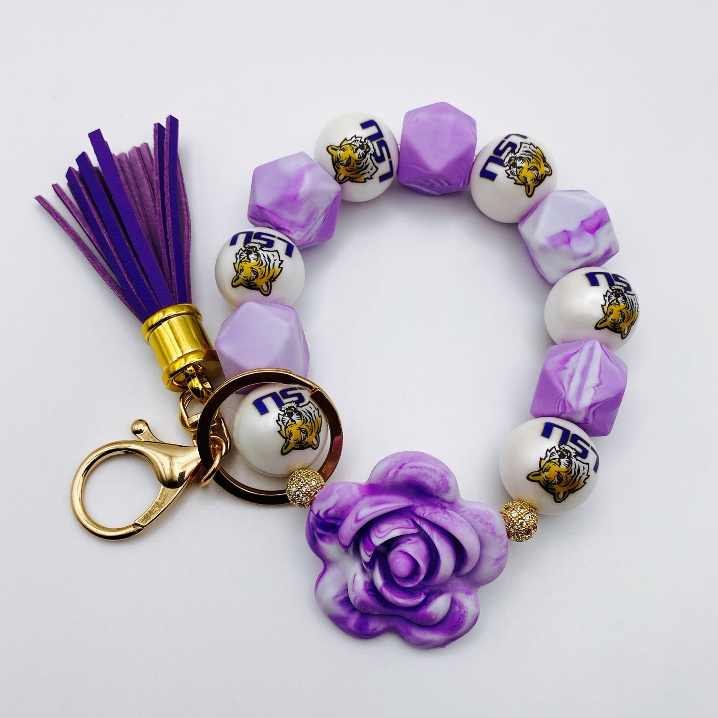 LS Uni Inspired Beaded Keychain Wristlet - Joanell Creations