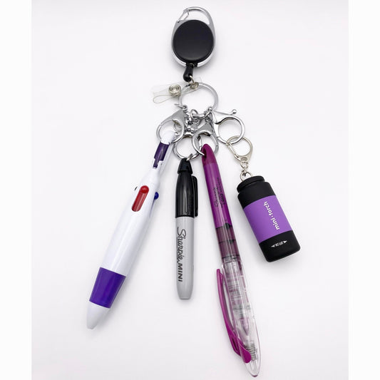 Purple Carabiner Badge Holder With Accessories - Joanell Creations