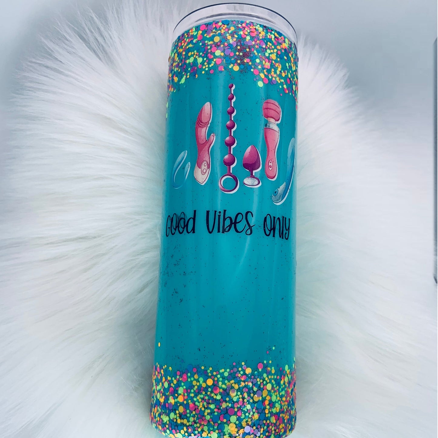 Tiffany Blue Good Vibes Only Adult Tumbler - Joanell Creations