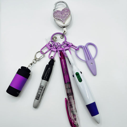 Purple Badge Holder with Accessories for Nurses & CNAs