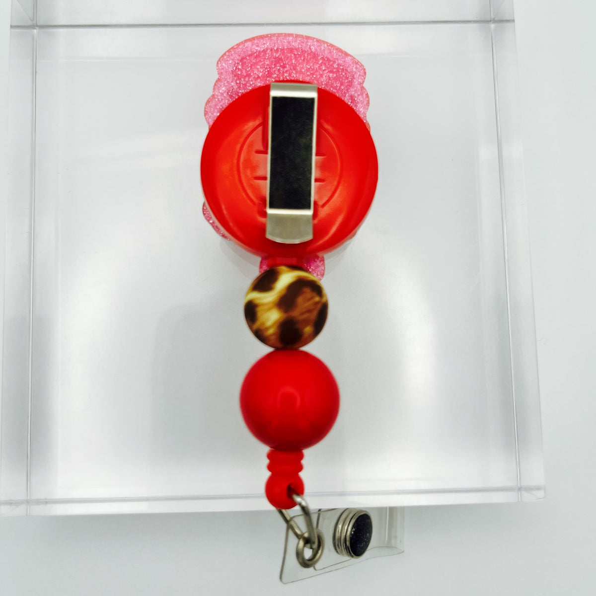 Retro Glam Nurse Glitter Acrylic Badge Holder with Beads