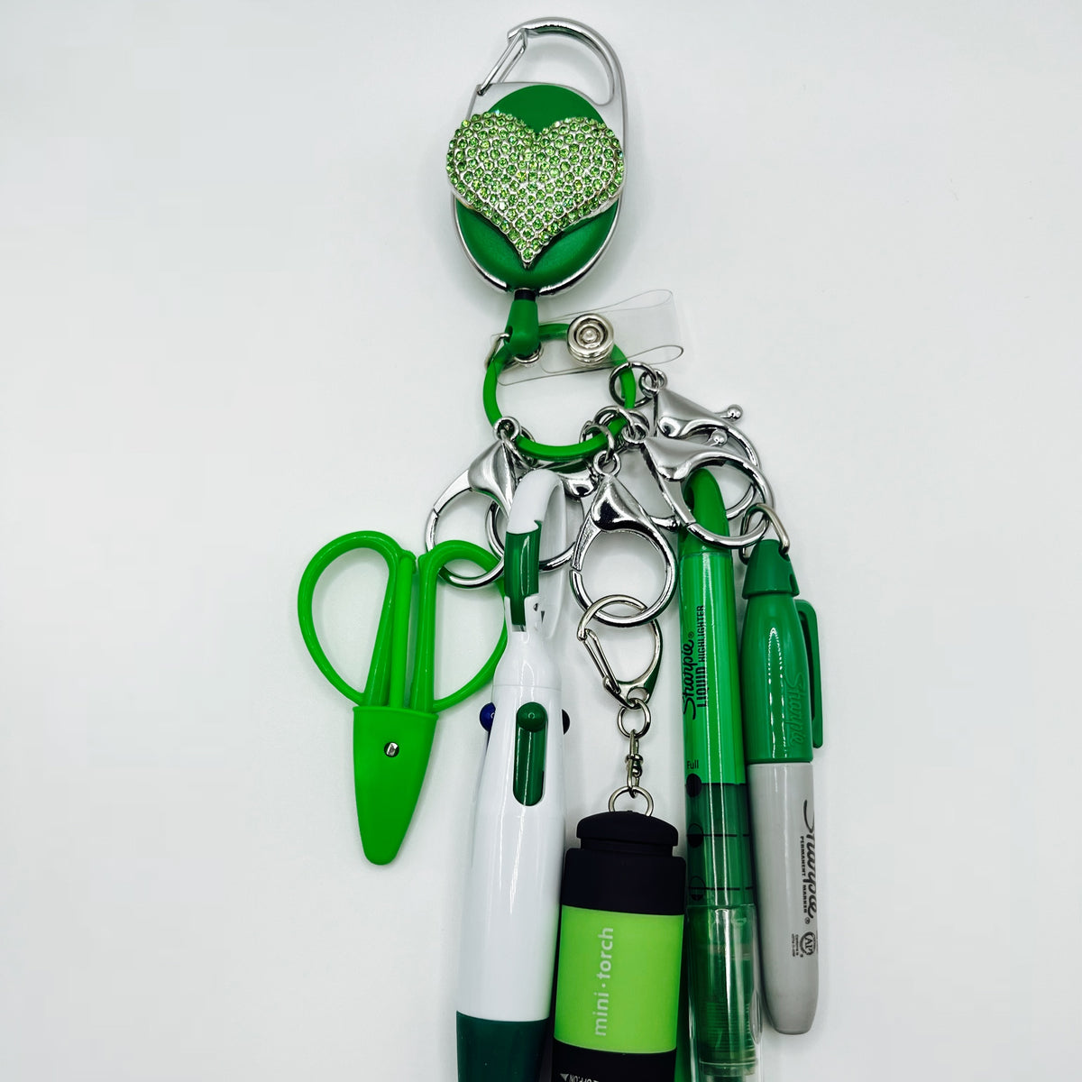 Green Nurse & CNA Badge Holder with Accessories