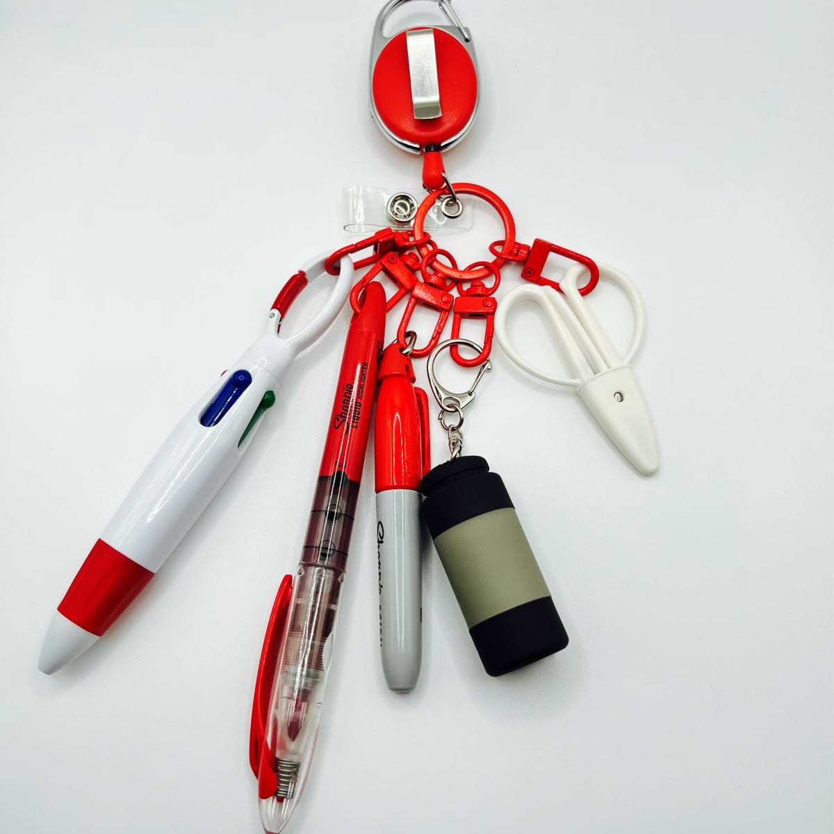Red Nurse & CNA Badge Holder with Accessories