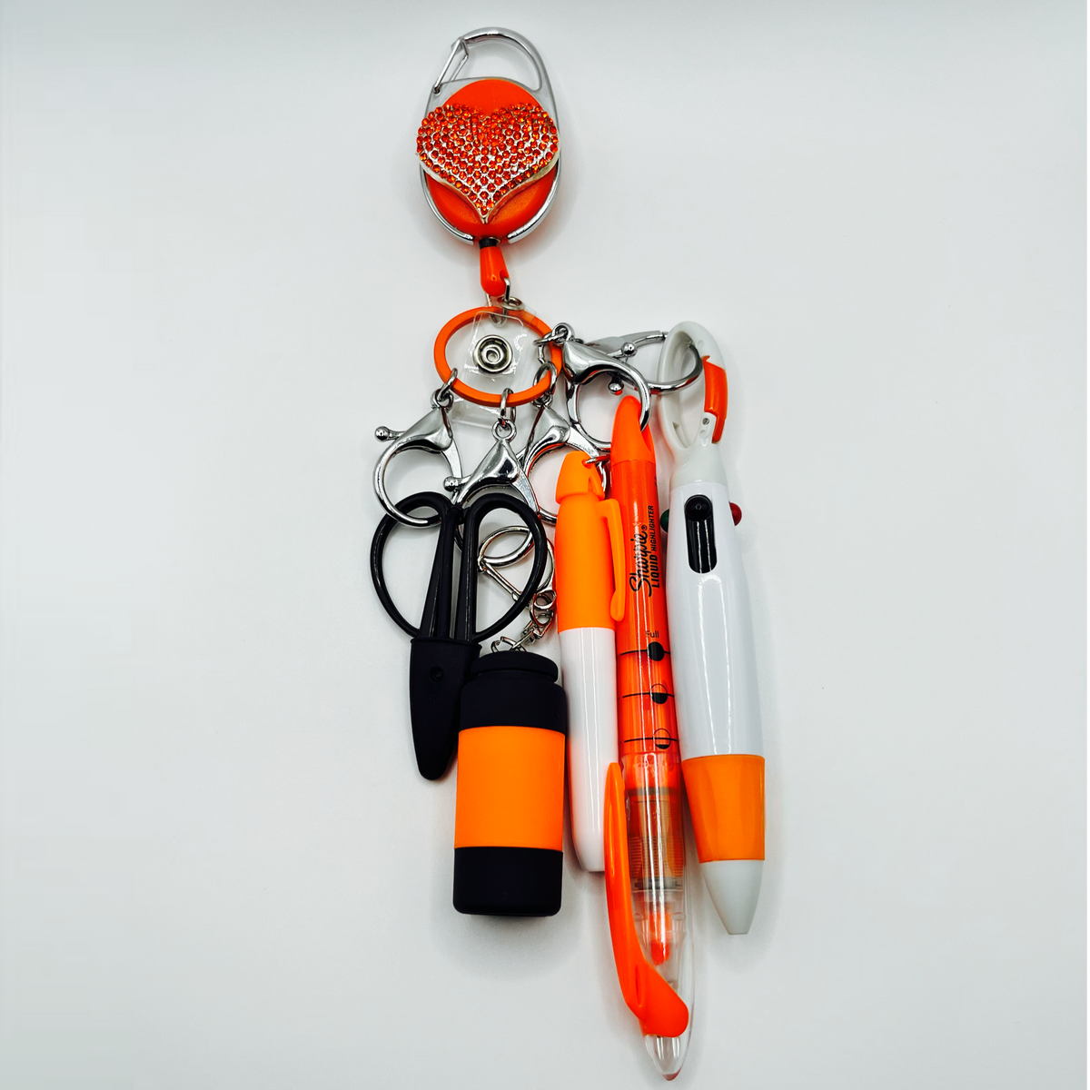Orange Nurse & CNA Badge Holder with Accessories.