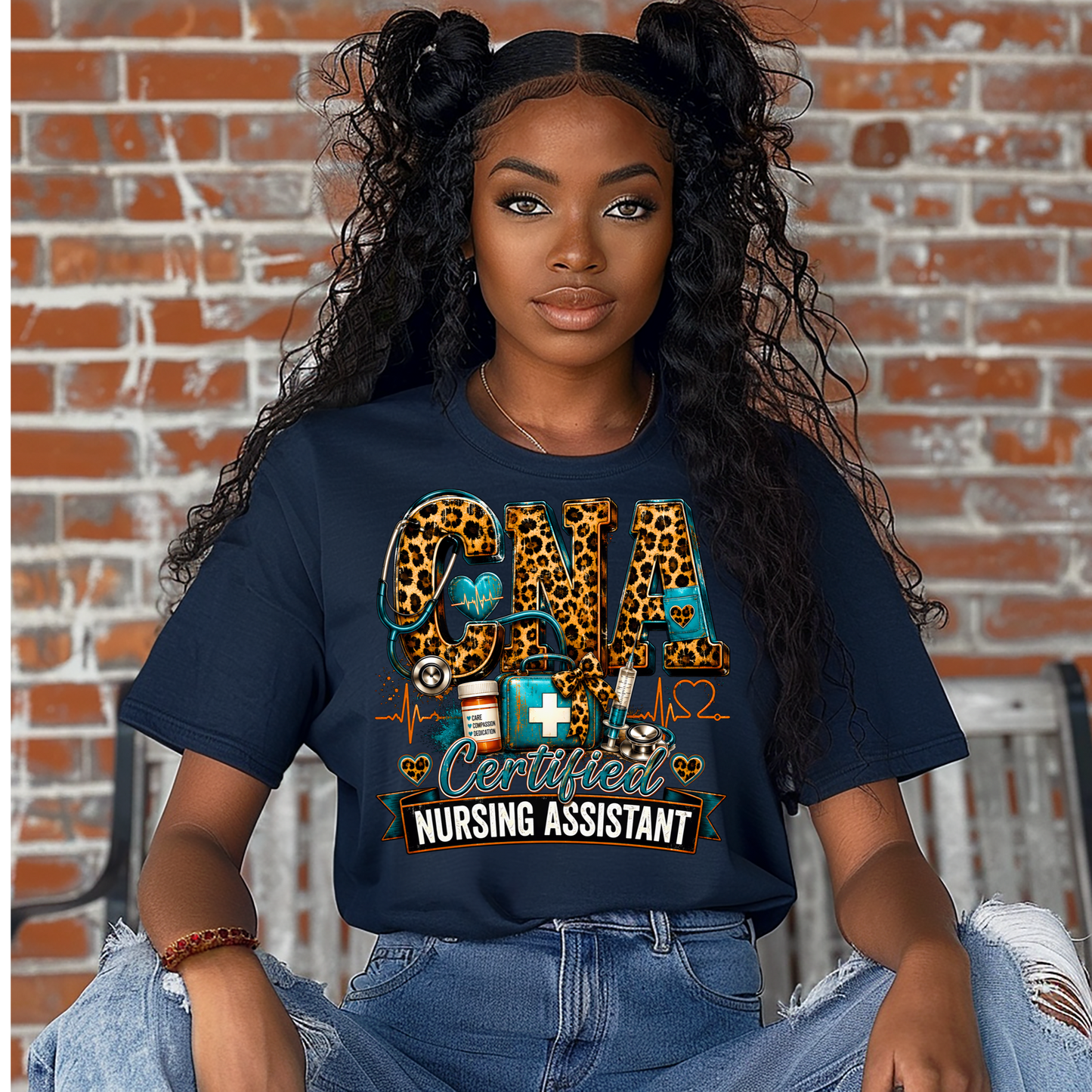 CNA Certified Nursing Assistant Comfort Colors Leopard T-Shirt