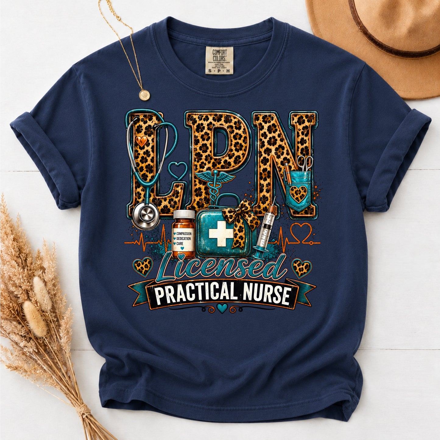 LPN Licensed Practical Nurse Comfort Colors Leopard T-Shirt