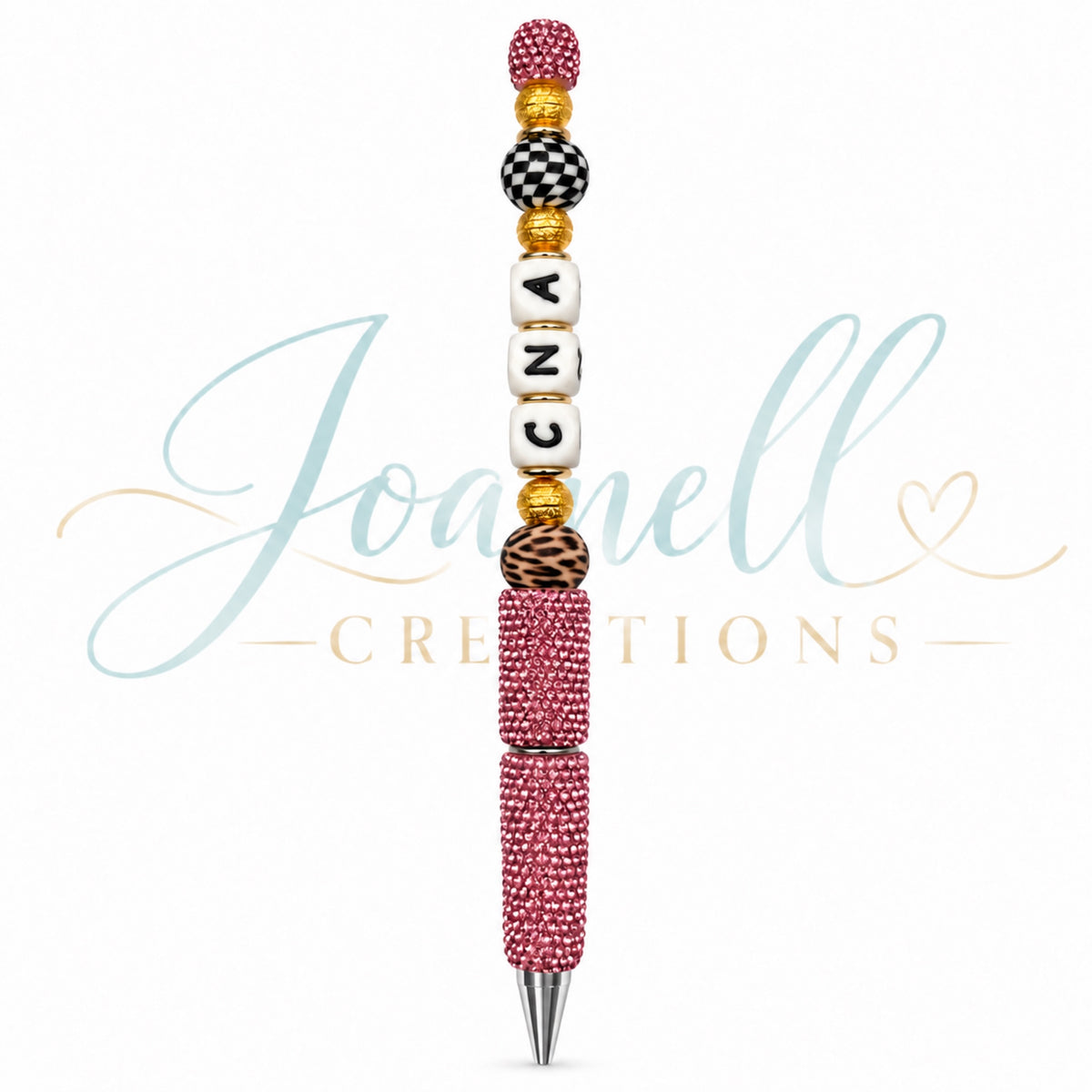 Checkered Leopard CNA Beaded Ink Pen