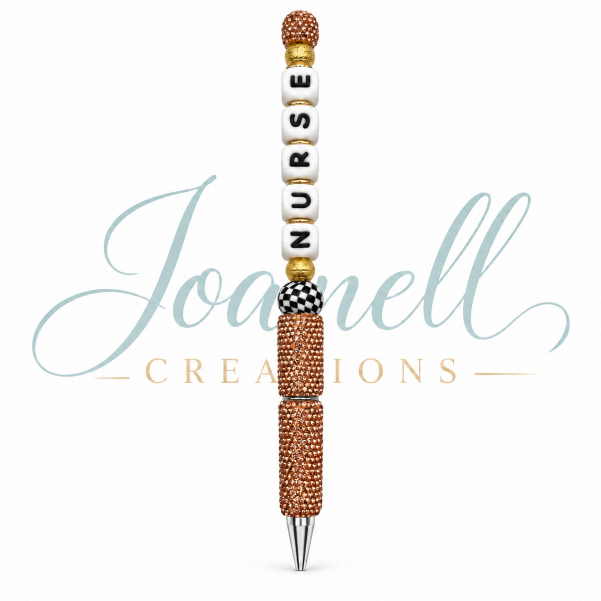 Checkered Nurse Beaded Ink Pen