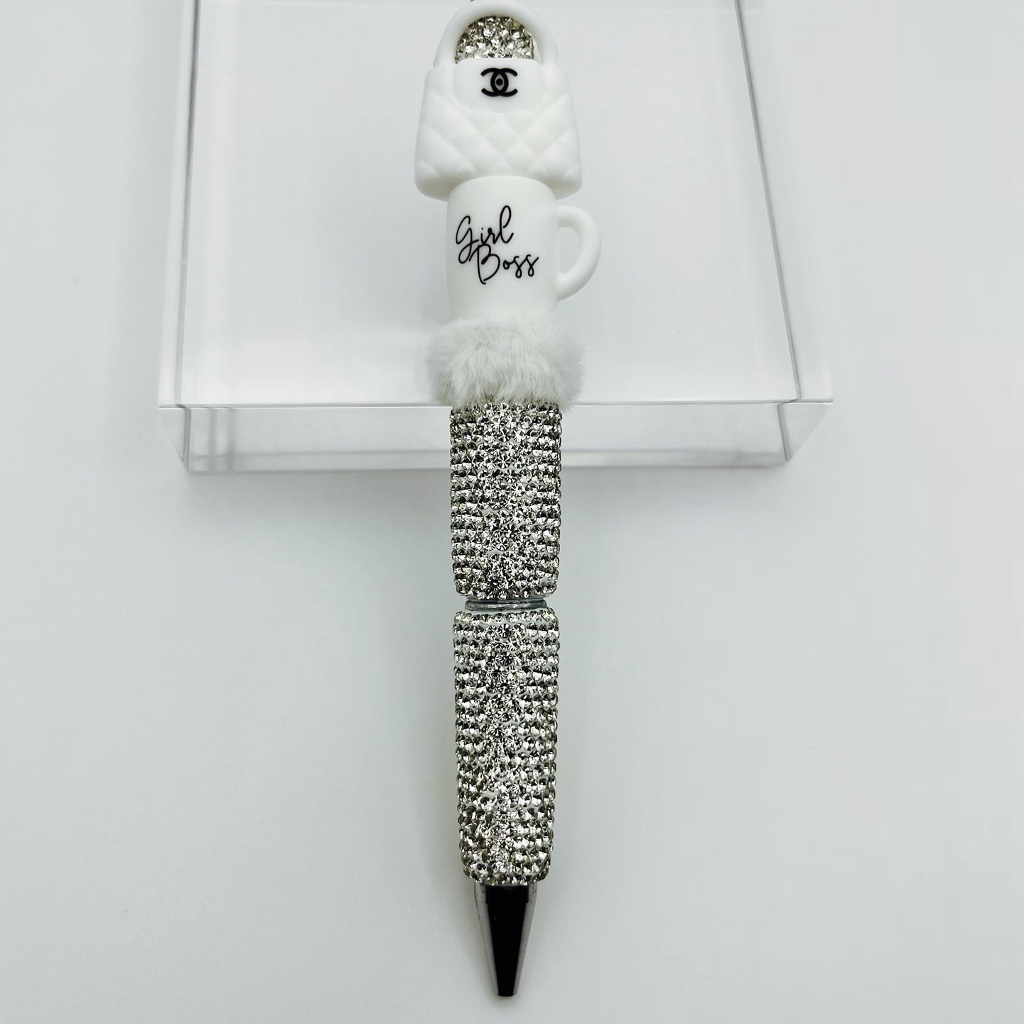 Silver Bling Boss Girl Beaded Ink Pen