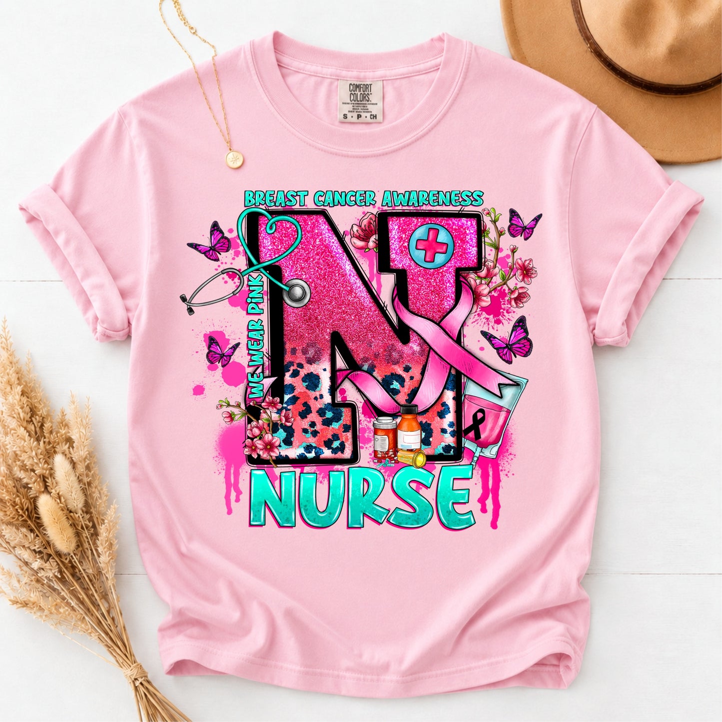 NURSE Breast Cancer Awareness Comfort Colors T-Shirt
