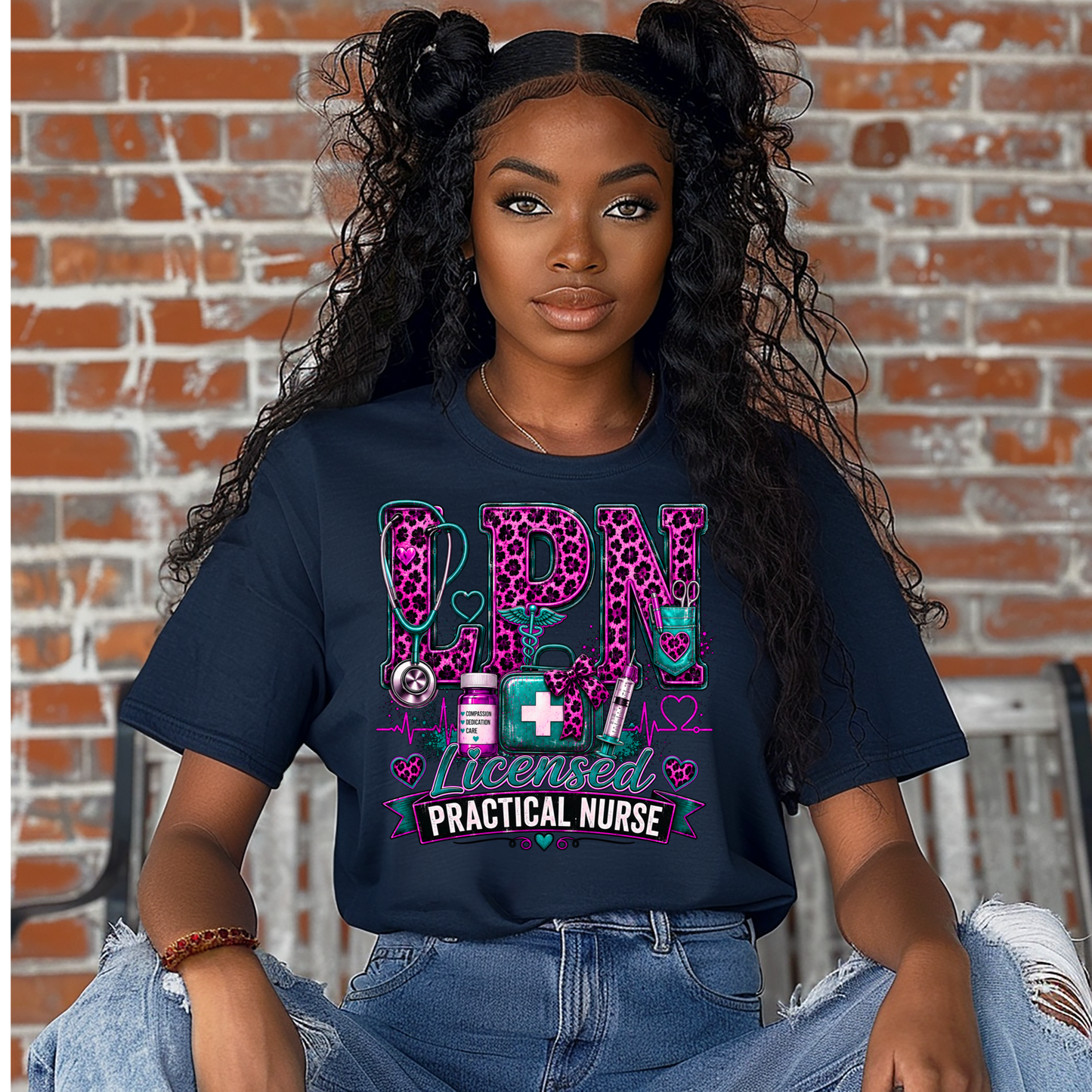 LPN Licensed Practical Nurse Comfort Colors Purple Leopard T-Shirt