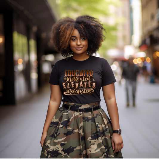 Educated Motivated Elevated Melanated Tee