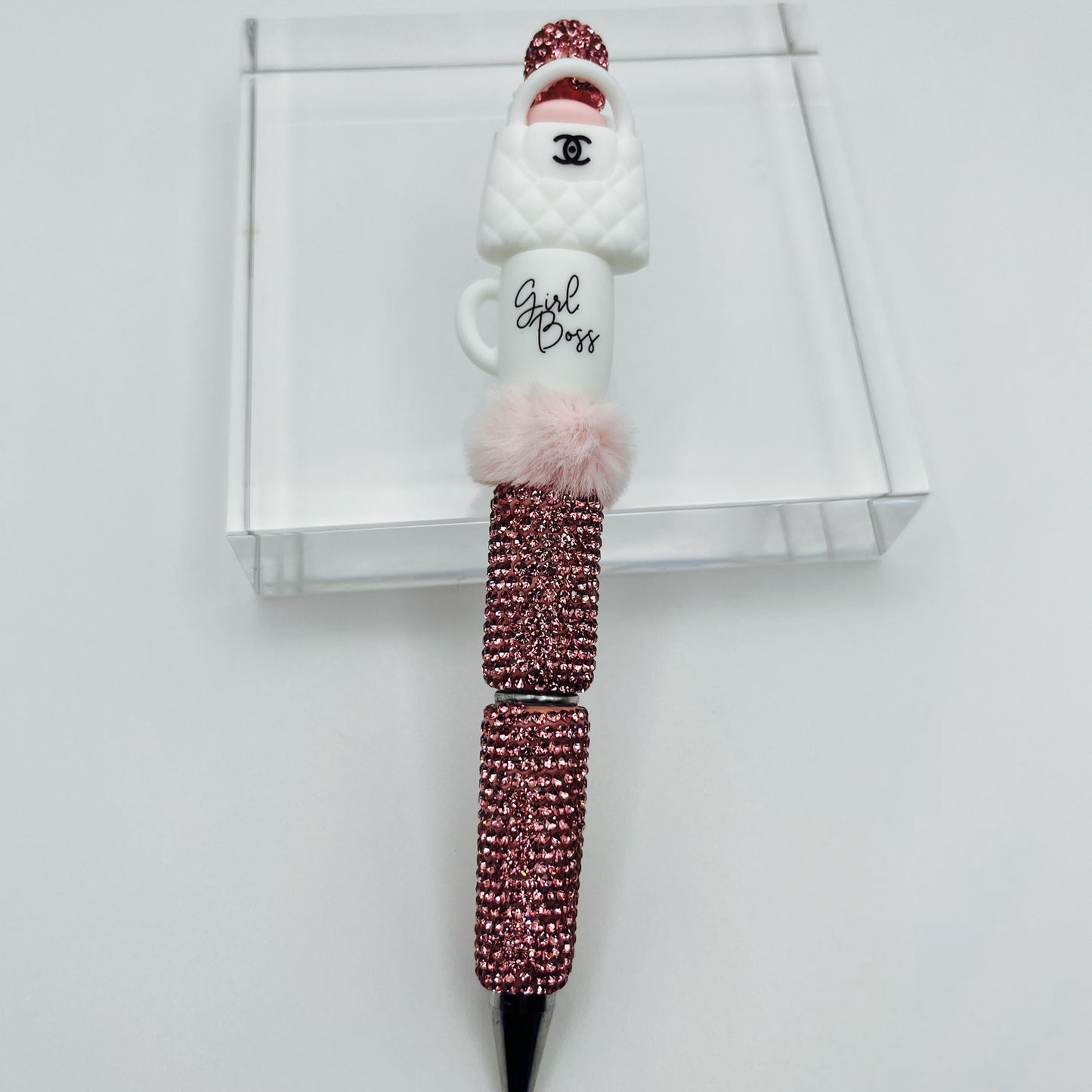 White Boss Girl Beaded Ink Pen