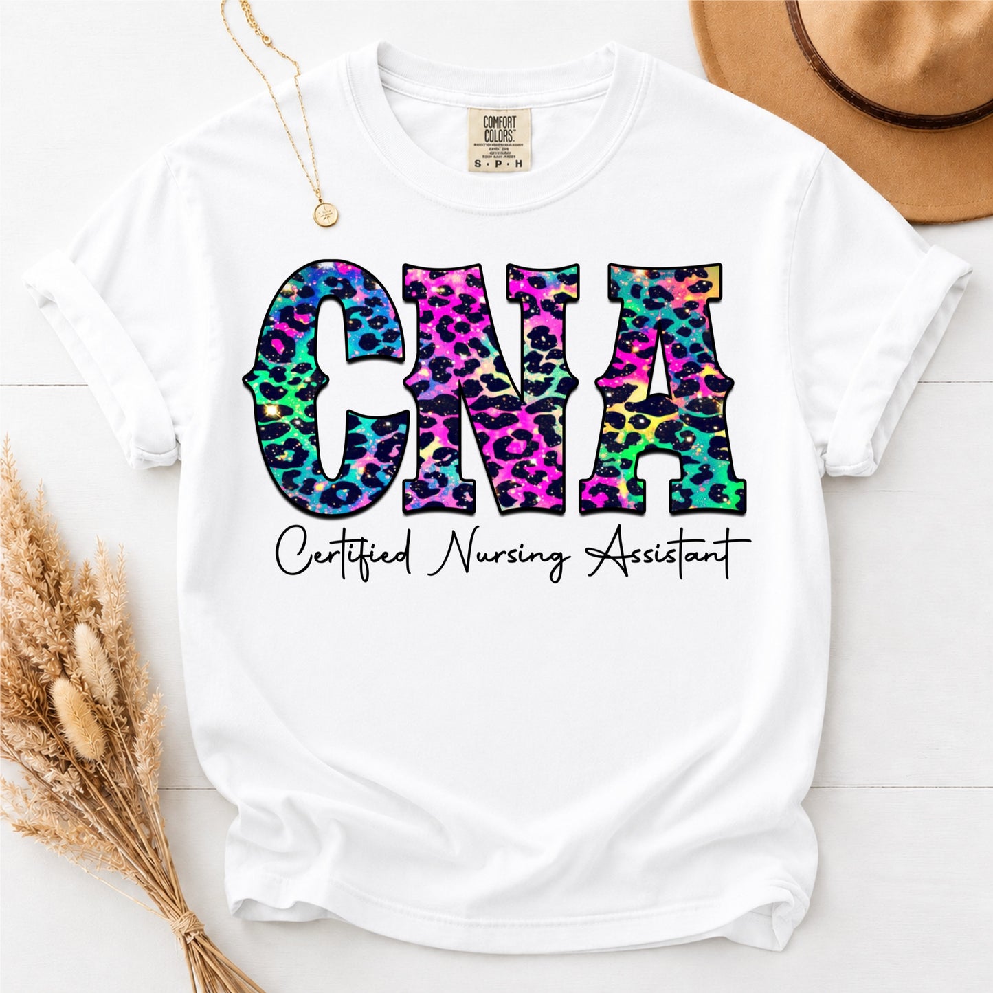 Rainbow Leopard CNA T-Shirt Comfort Colors