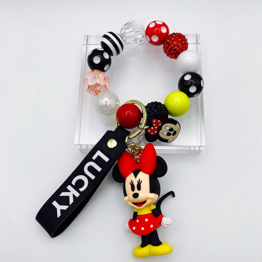 Minnie Beaded Keychain Wristlet