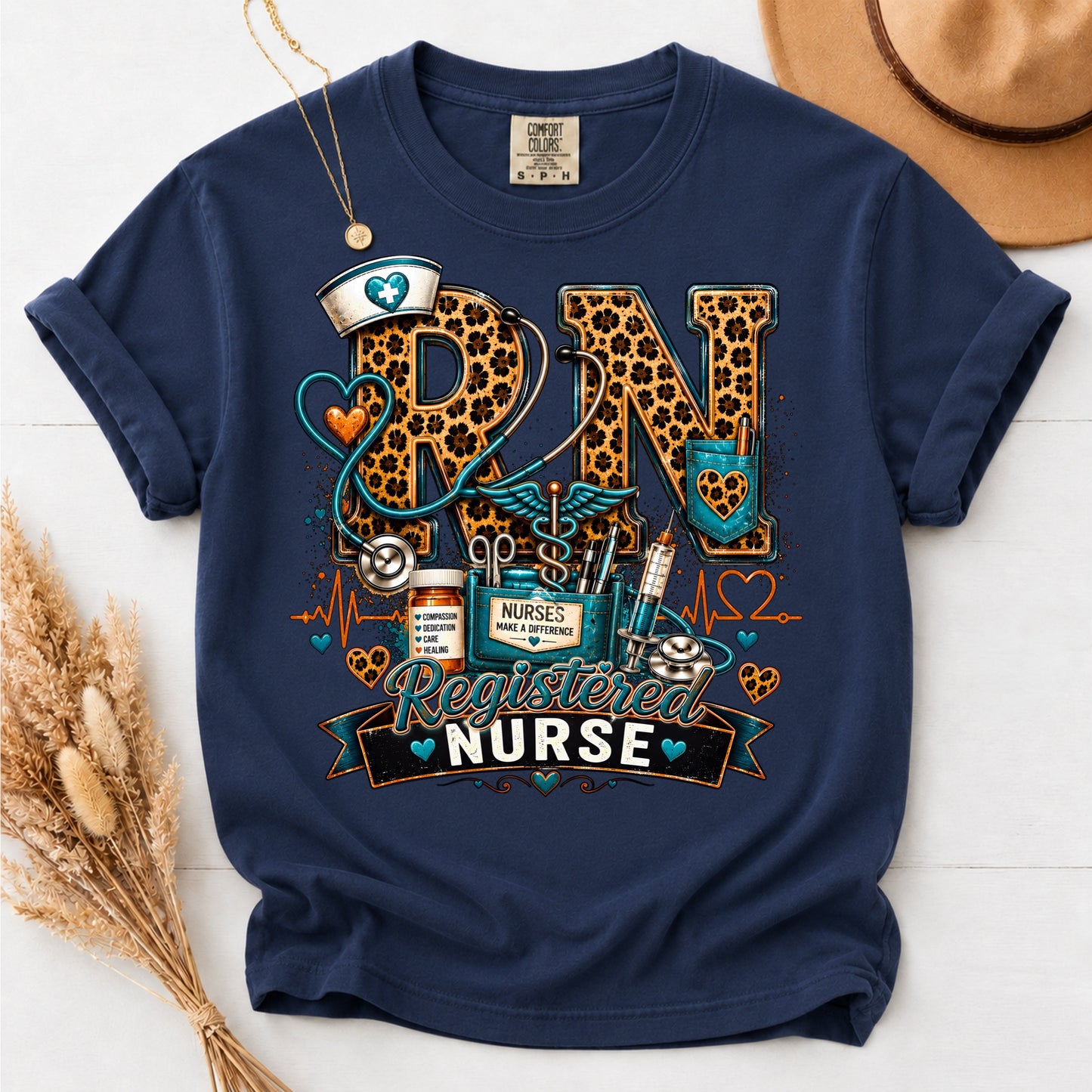 RN Registered Nurse Comfort Colors Leopard T-Shirt