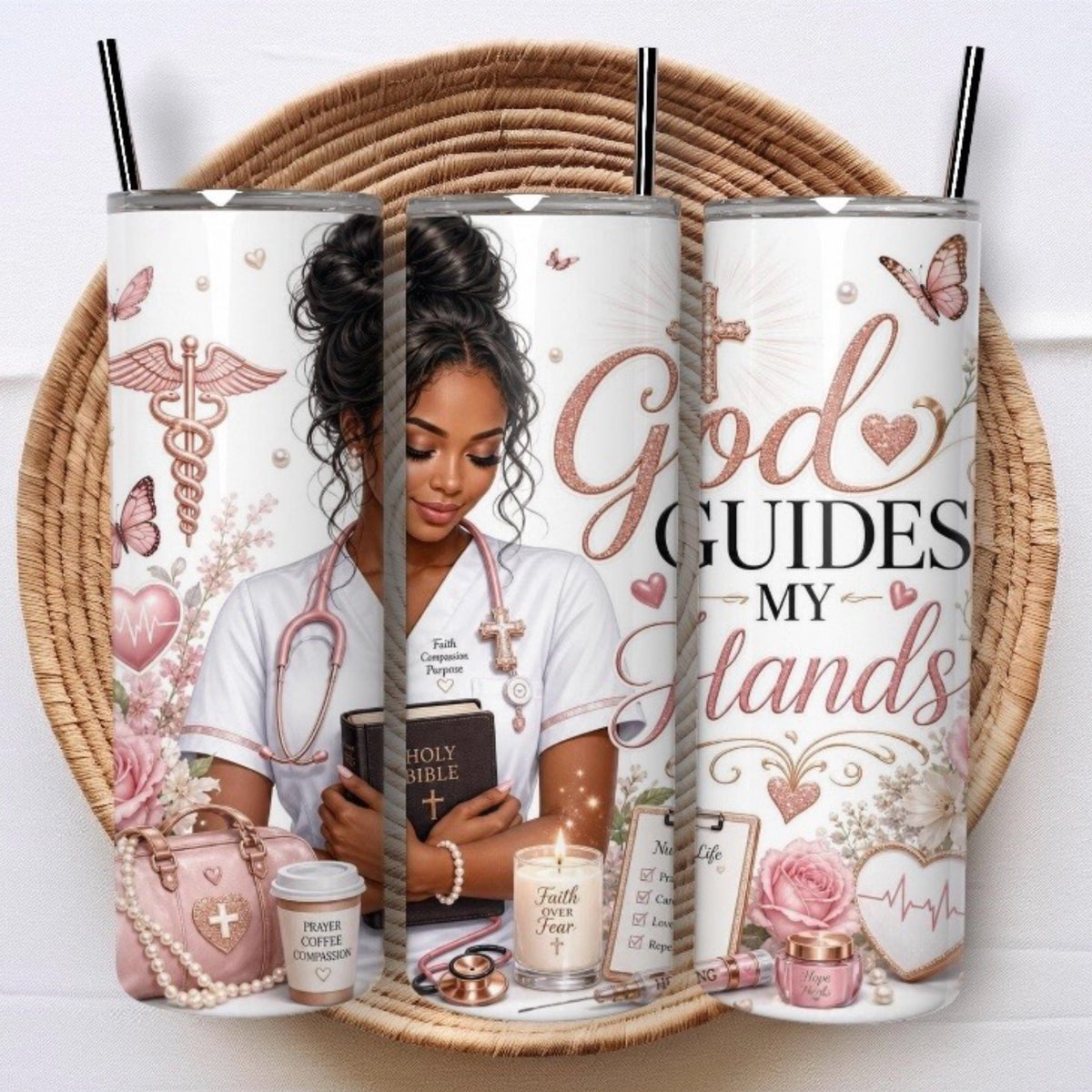 GOD Guides My Hands 20oz Nurse Tumbler