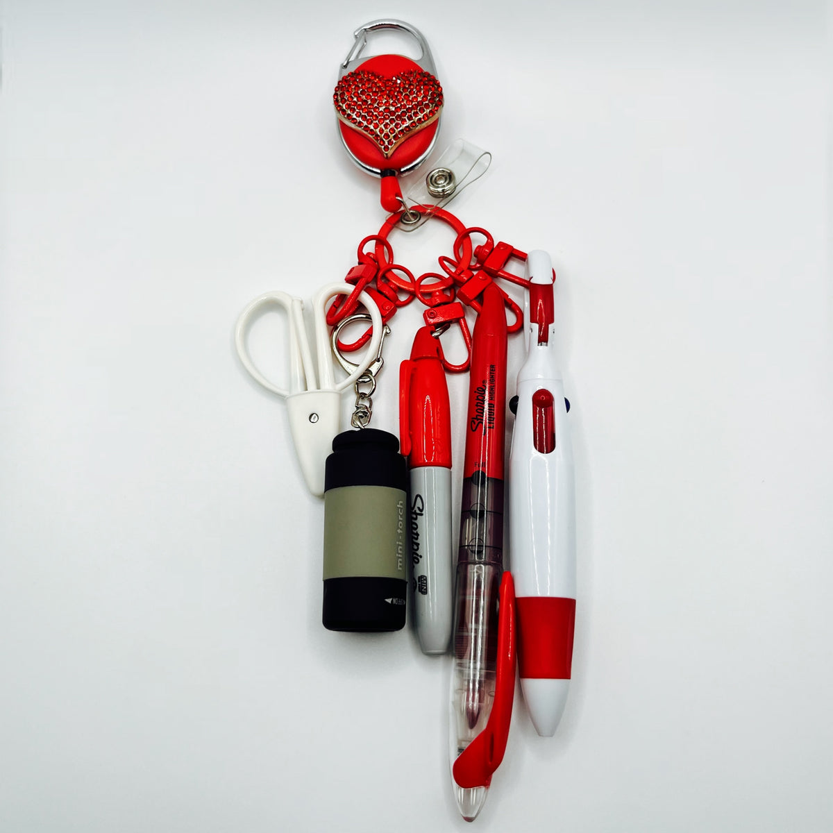 Red Nurse & CNA Badge Holder with Accessories