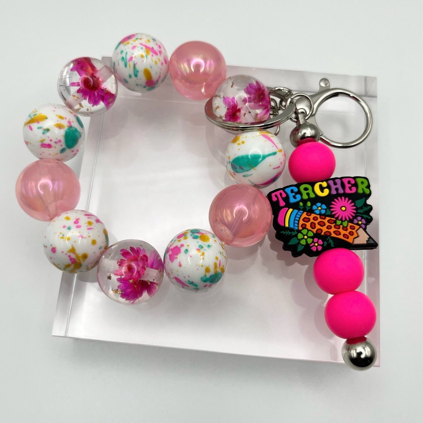 Teacher Beaded Keychain Wristlet