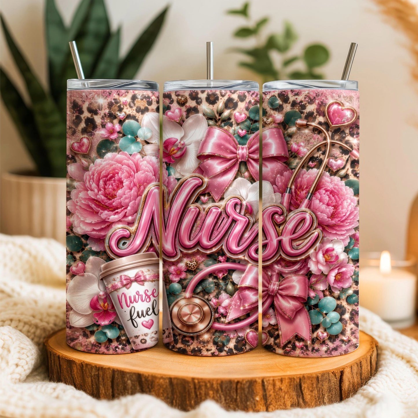 Leopard Nurse 20 Stainless SteelTumbler
