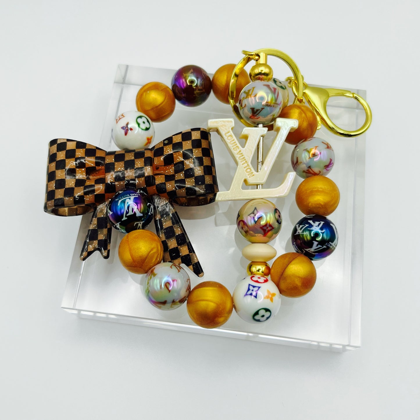 Fashion Themed LV Keychain Wristlet.