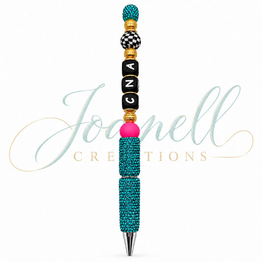 Checkered CNA Beaded Ink Pen