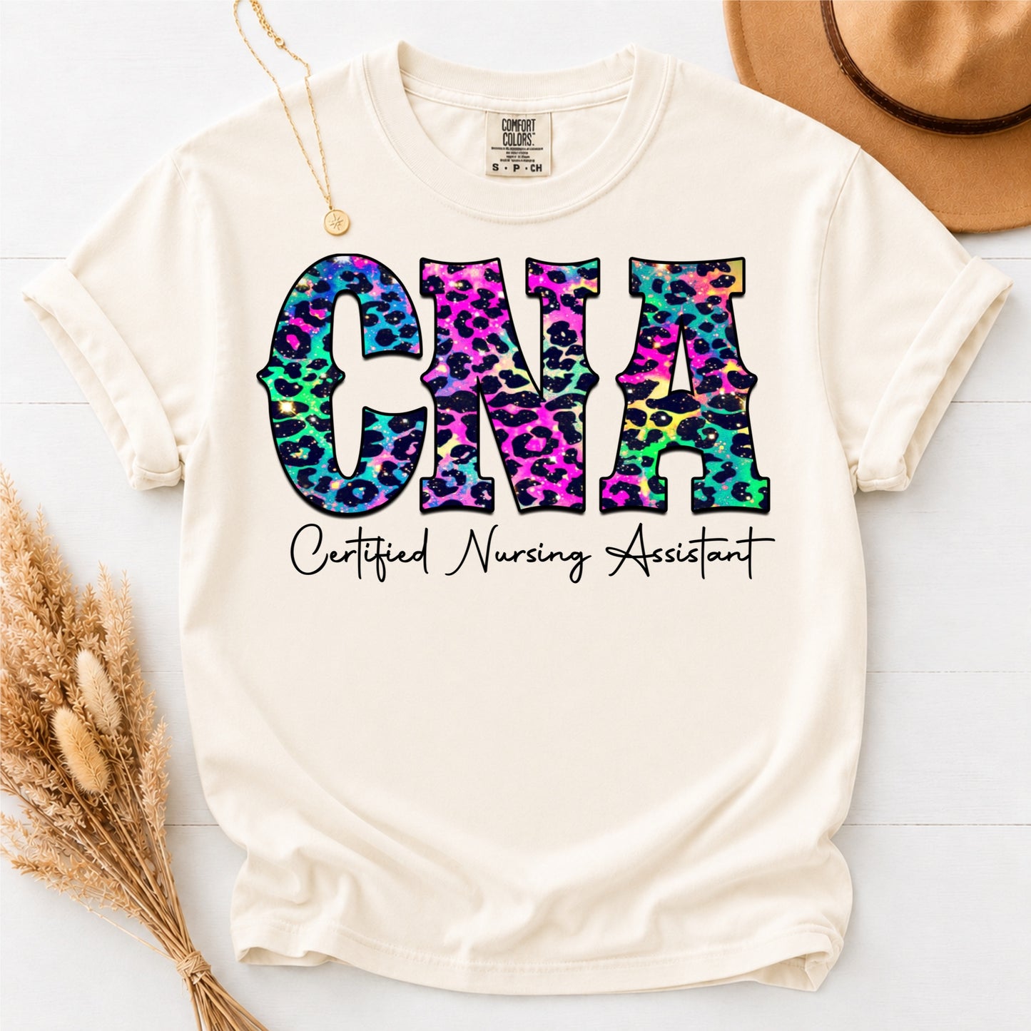 Rainbow Leopard CNA T-Shirt Comfort Colors