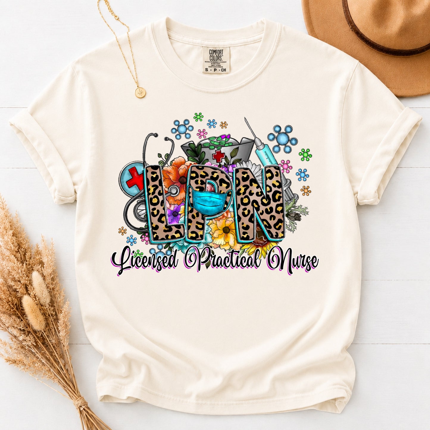 Western Floral Stethoscope LPN Licensed Practical Nurse T-Shirt