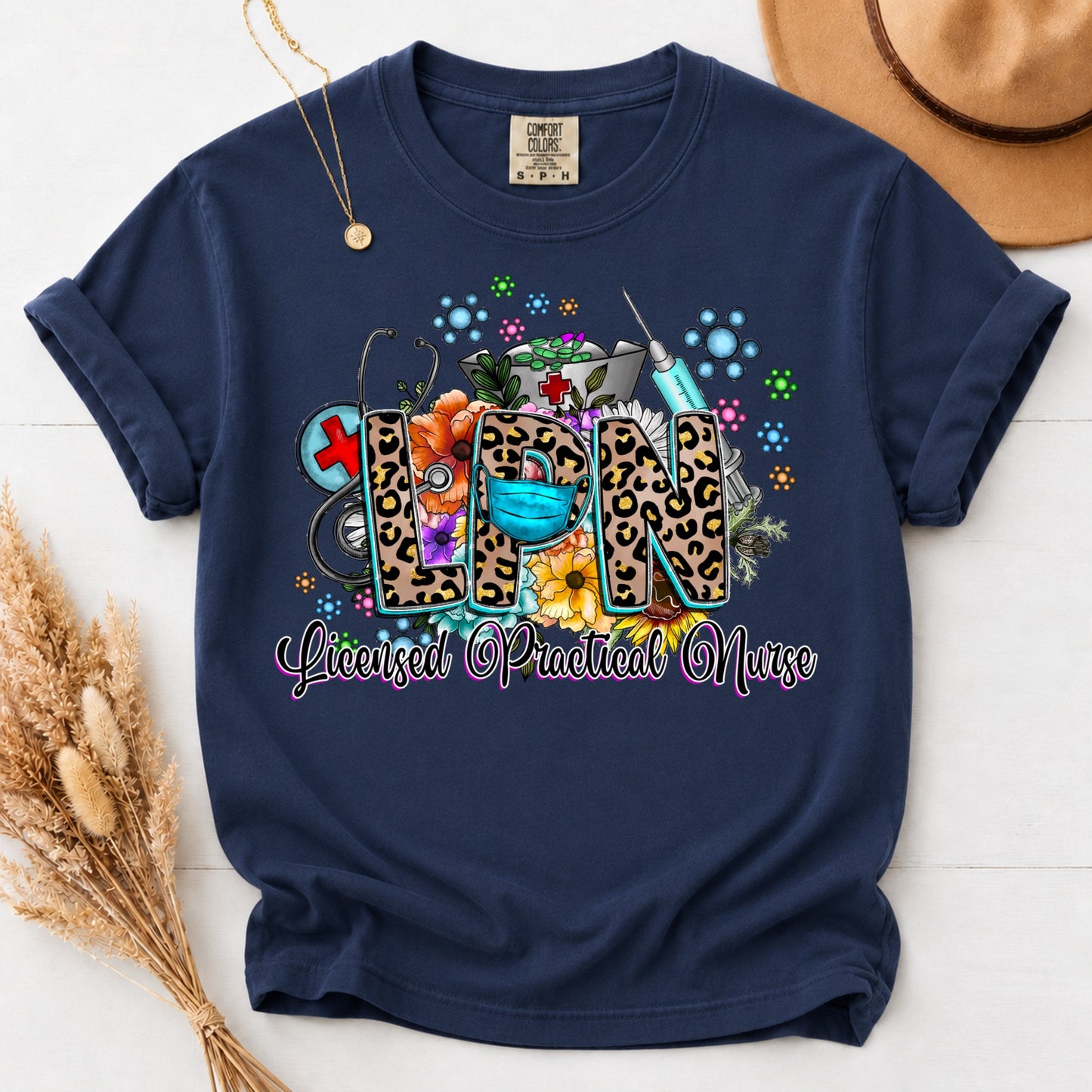 Western Floral Stethoscope LPN Licensed Practical Nurse T-Shirt