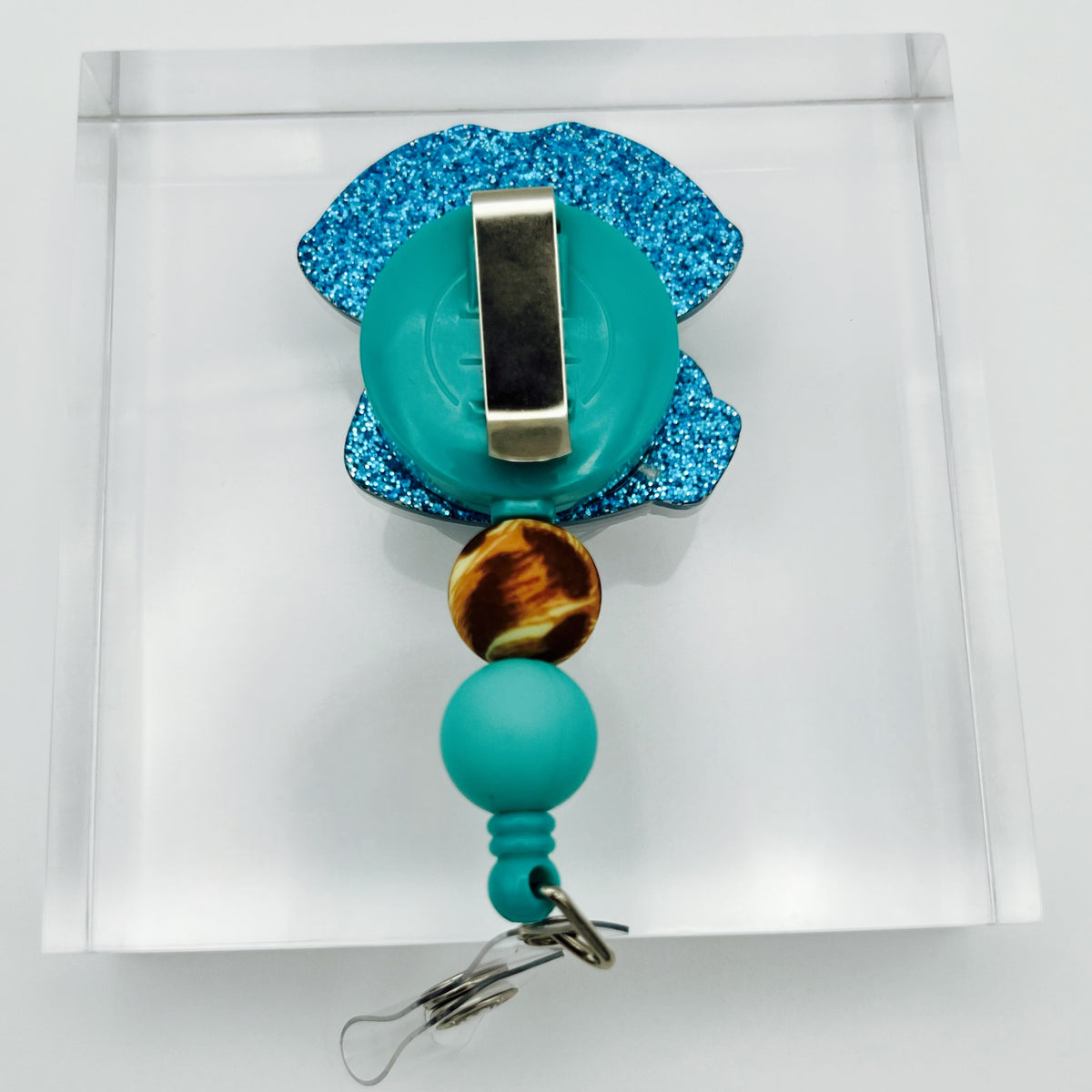 Nurse Scrub Top Glitter Acrylic Badge Holder with Beads