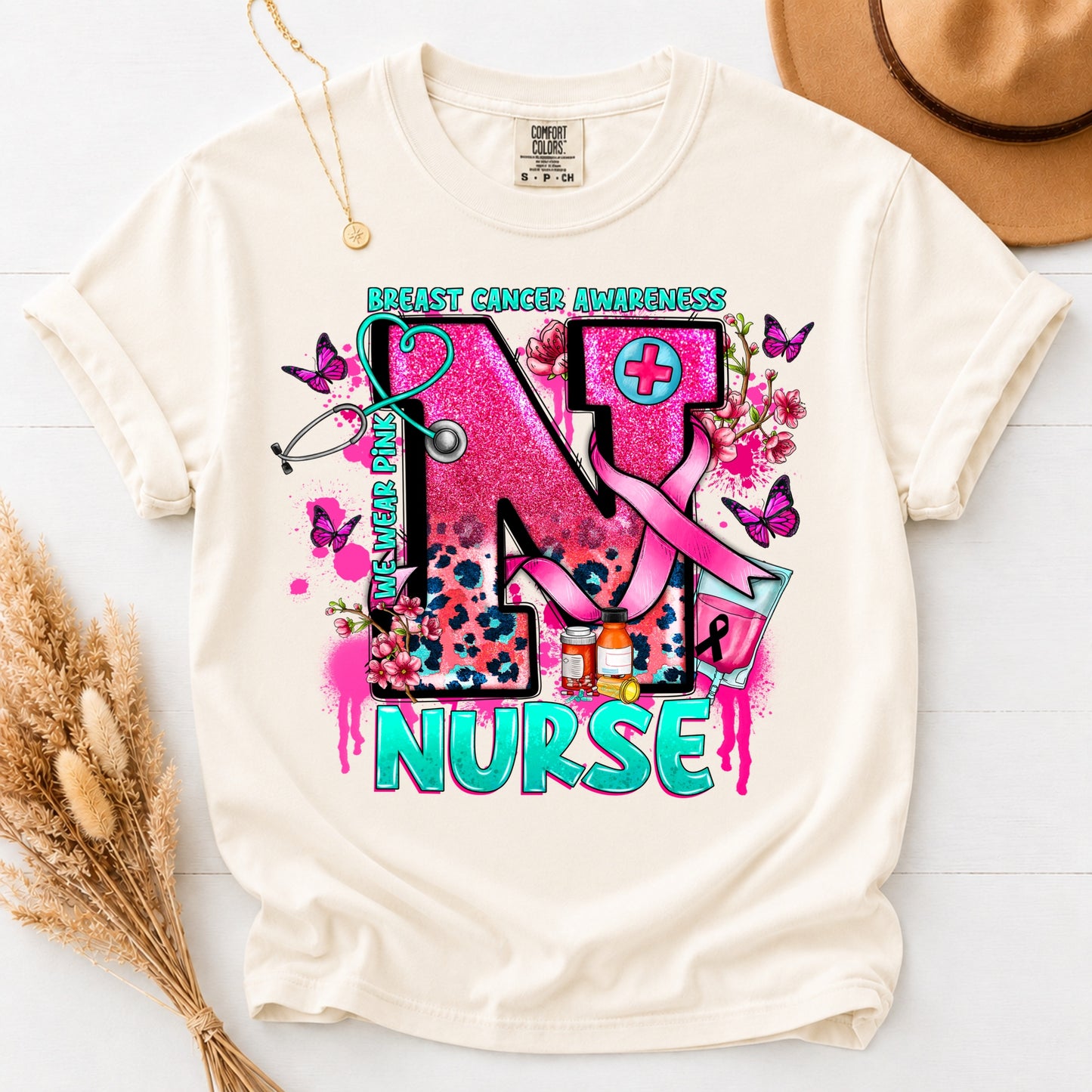 NURSE Breast Cancer Awareness Comfort Colors T-Shirt