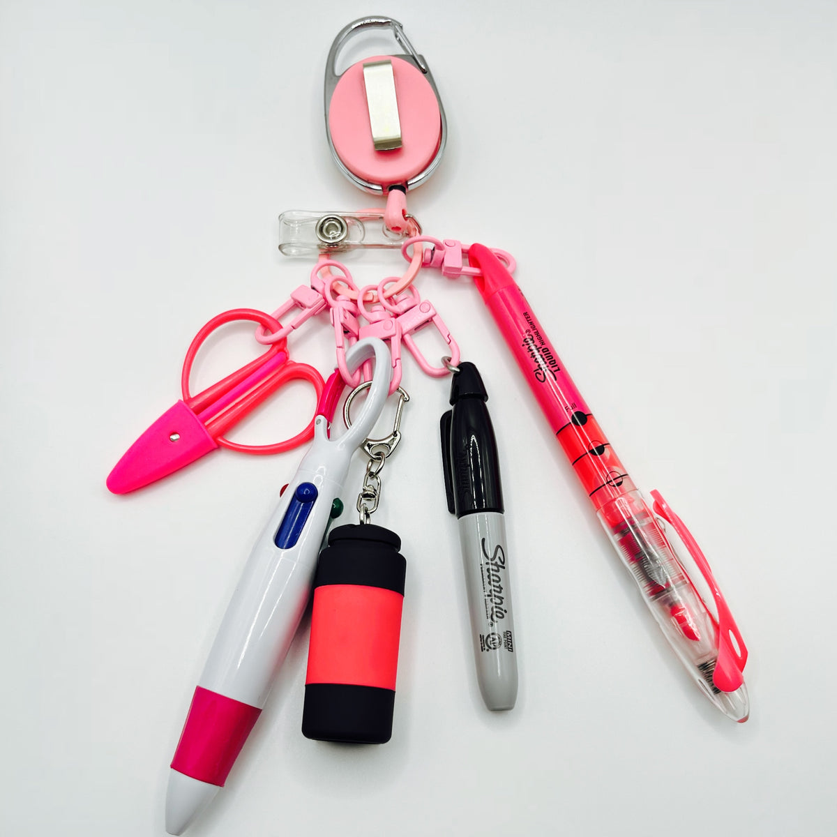 Pink Nurse & CNA Badge Holder with Accessories