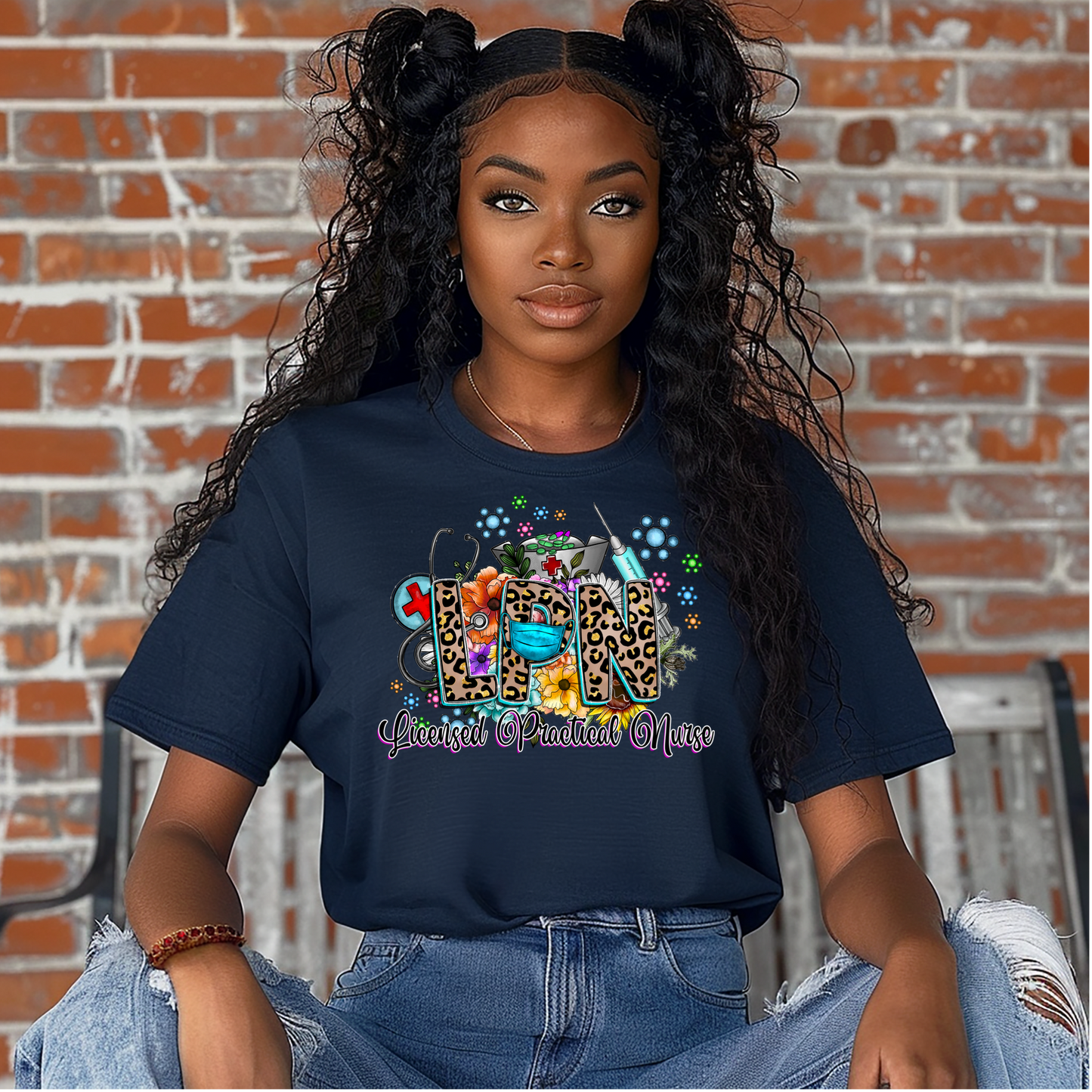 Western Floral Stethoscope LPN Licensed Practical Nurse T-Shirt
