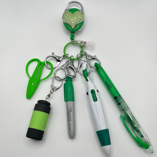 Green Nurse & CNA Badge Holder with Accessories