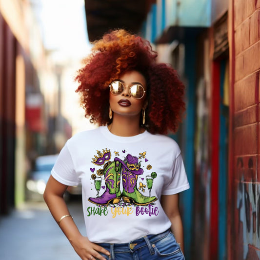 Shake Your Bootie Mardi Gras Tee