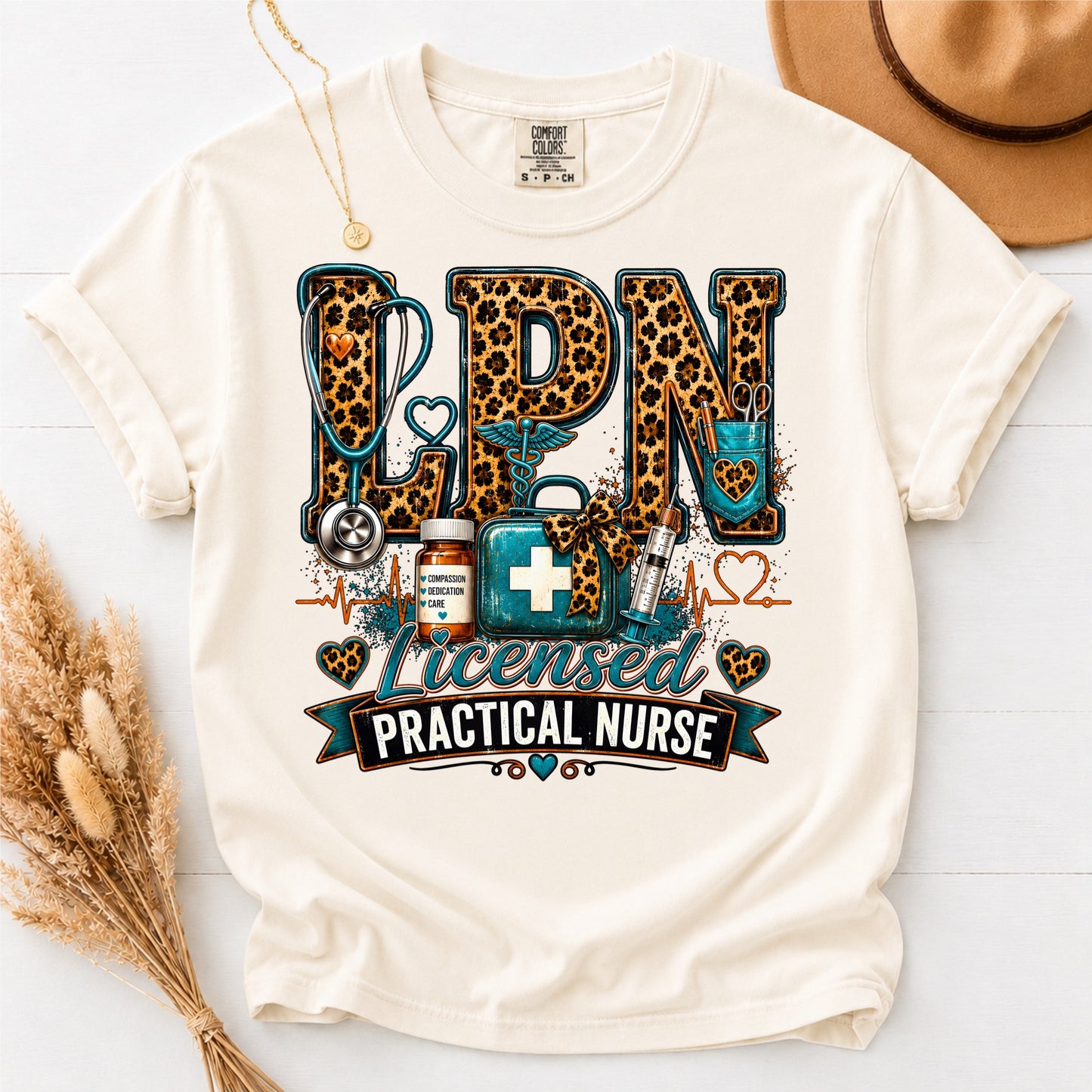 LPN Licensed Practical Nurse Comfort Colors Leopard T-Shirt
