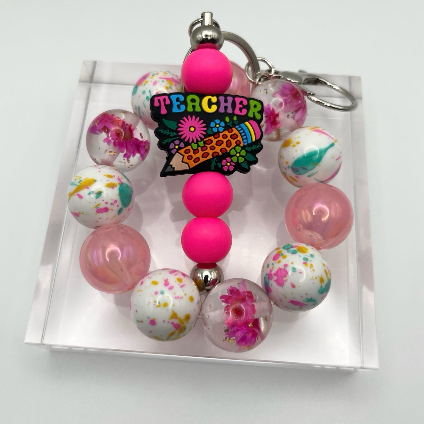 Teacher Beaded Keychain Wristlet