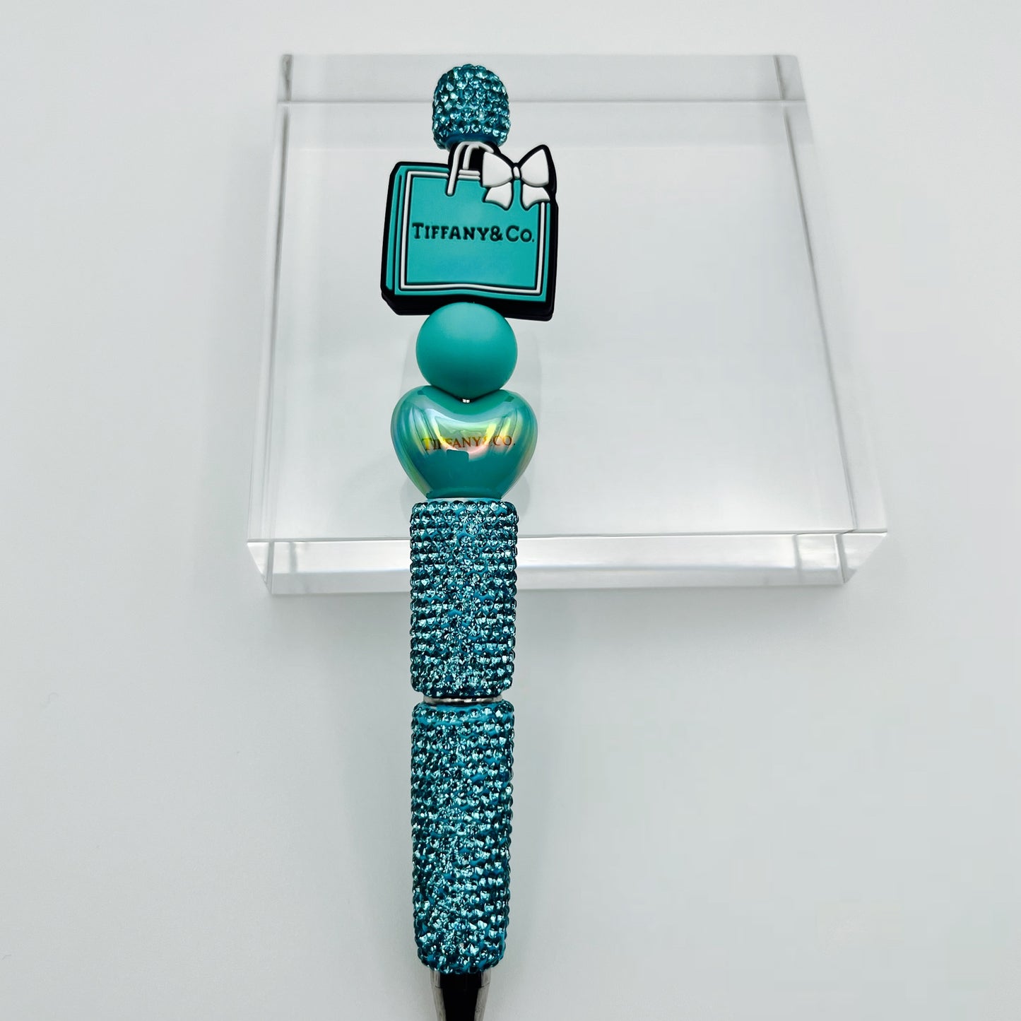 Blue Heart Boss Girl Beaded Ink Pen