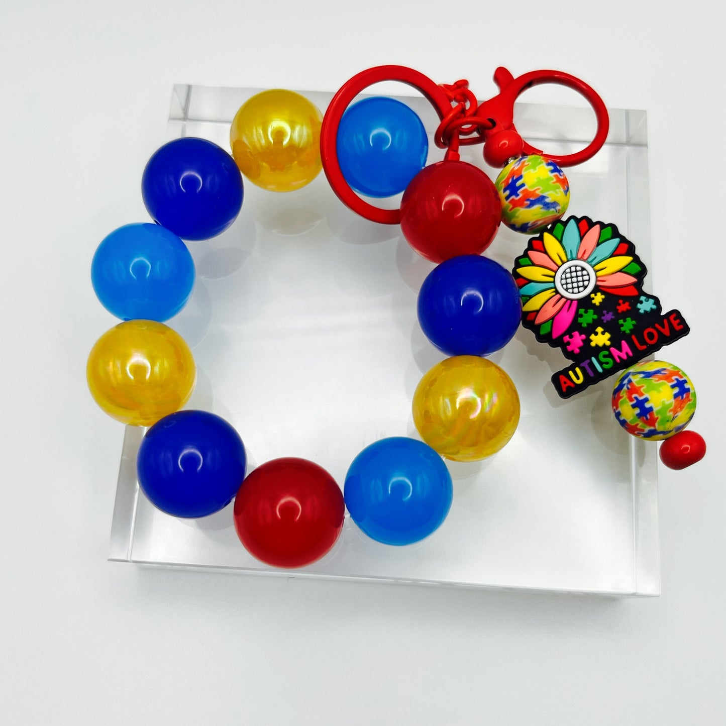 Autism Love Beaded Keychain Wristlet