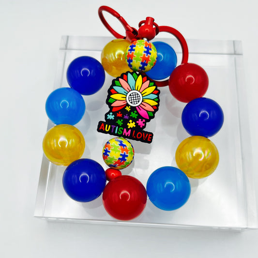 Autism Love Beaded Keychain Wristlet