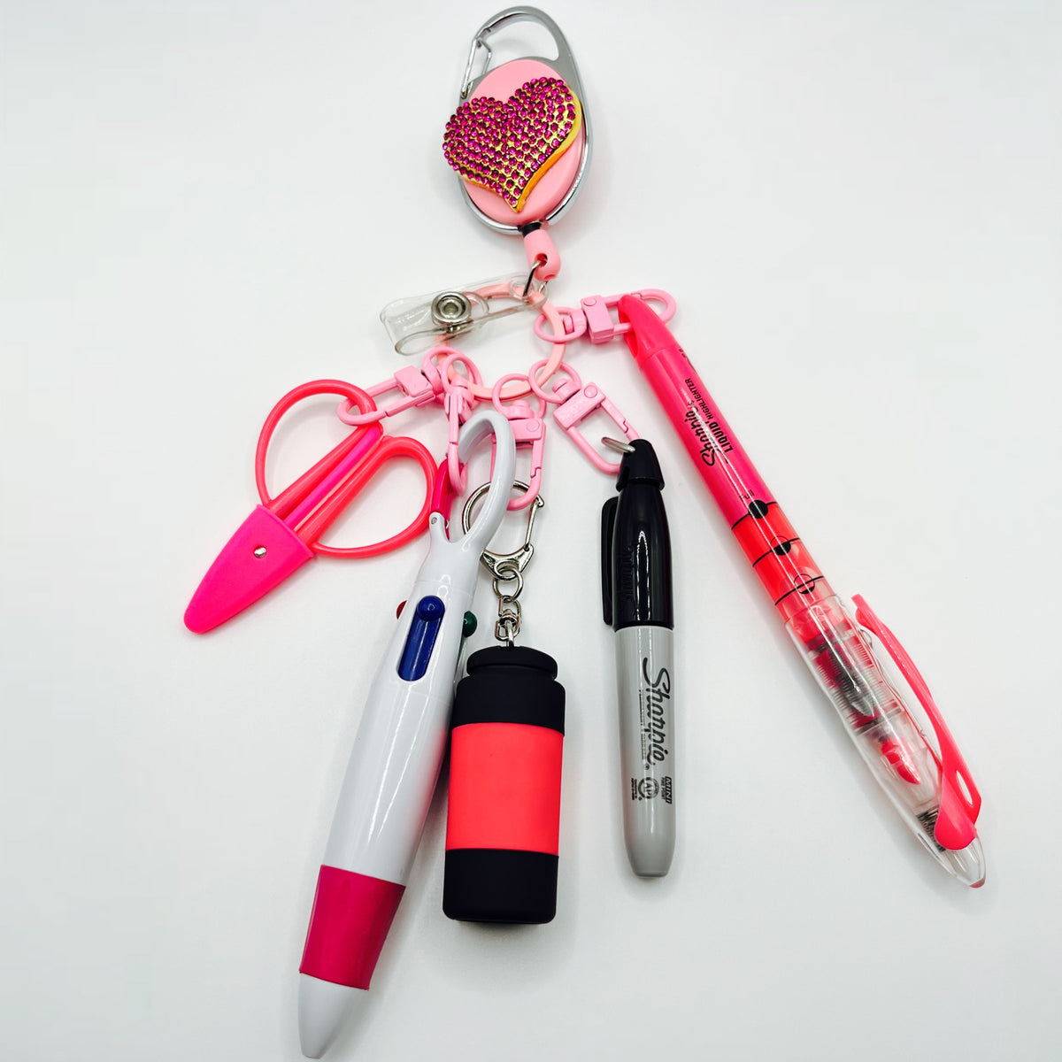 Pink Nurse & CNA Badge Holder with Accessories